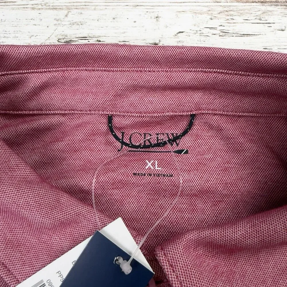NWT J.Crew Performance Polo Shirt Mens XL COOLMAX Pink Raspberry Golf BN365